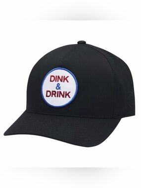 G/Fore Golf Black 'Dink & Drink' Patch Baseball Cap Flexfit Tech 110